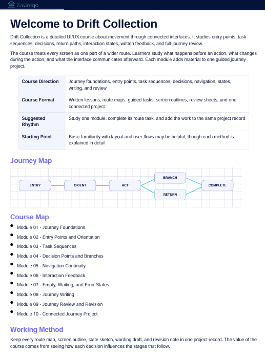 A digital preview of a UK curriculum resource titled 'Welcome to Drift Collection' for GCSE/IGCSE Computer Science. The document is a blue and white educational guide detailing journey maps, course formats, suggested rhythms, a journey map diagram, a course map with module lists, and working methods.